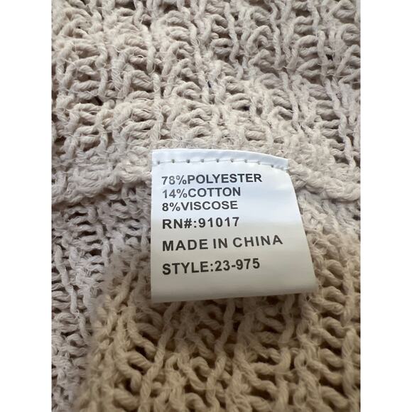 Solitaire Boho Festival Crème Crochet Short Sleeve Pullover Top Size XL - Picture 9 of 10